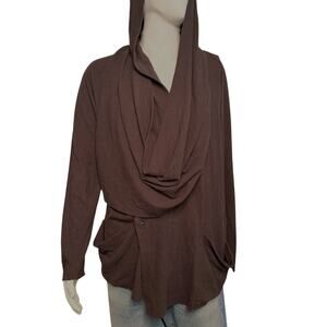 Damir Doma Rare Silent Hooded Asymmetrical Wrap Sweater Size EU 48 M Brown